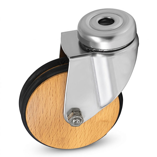 Tellure Rota Ruota Serie 31 Nucleo in Legno Supporto Cromato Rotante Foro Passante MM75* - TELLURE ROTA